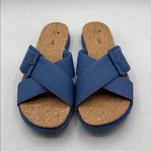Clarks Cloud Steppers Cushion Soft Ladies AdjustableSlip On Sandals Blue Size 9